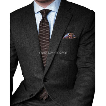 Aidase Brown Herringbone Tweed Casual Men Suits for Winter 2 Piece Wedding Groomsmen Tuxedo Male Set Jacket with Pants New Fashion aidase-shop
